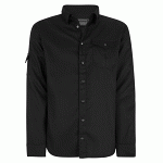 Men's Herringbone Long Sleeve Shirt Black (MLS2)